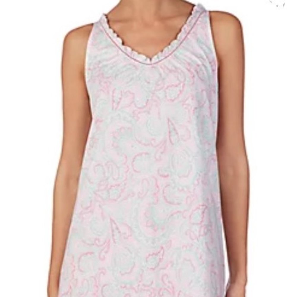 Women’s Ralph Lauren Sleeveless Nightgown in Pink, Green & White Paisley